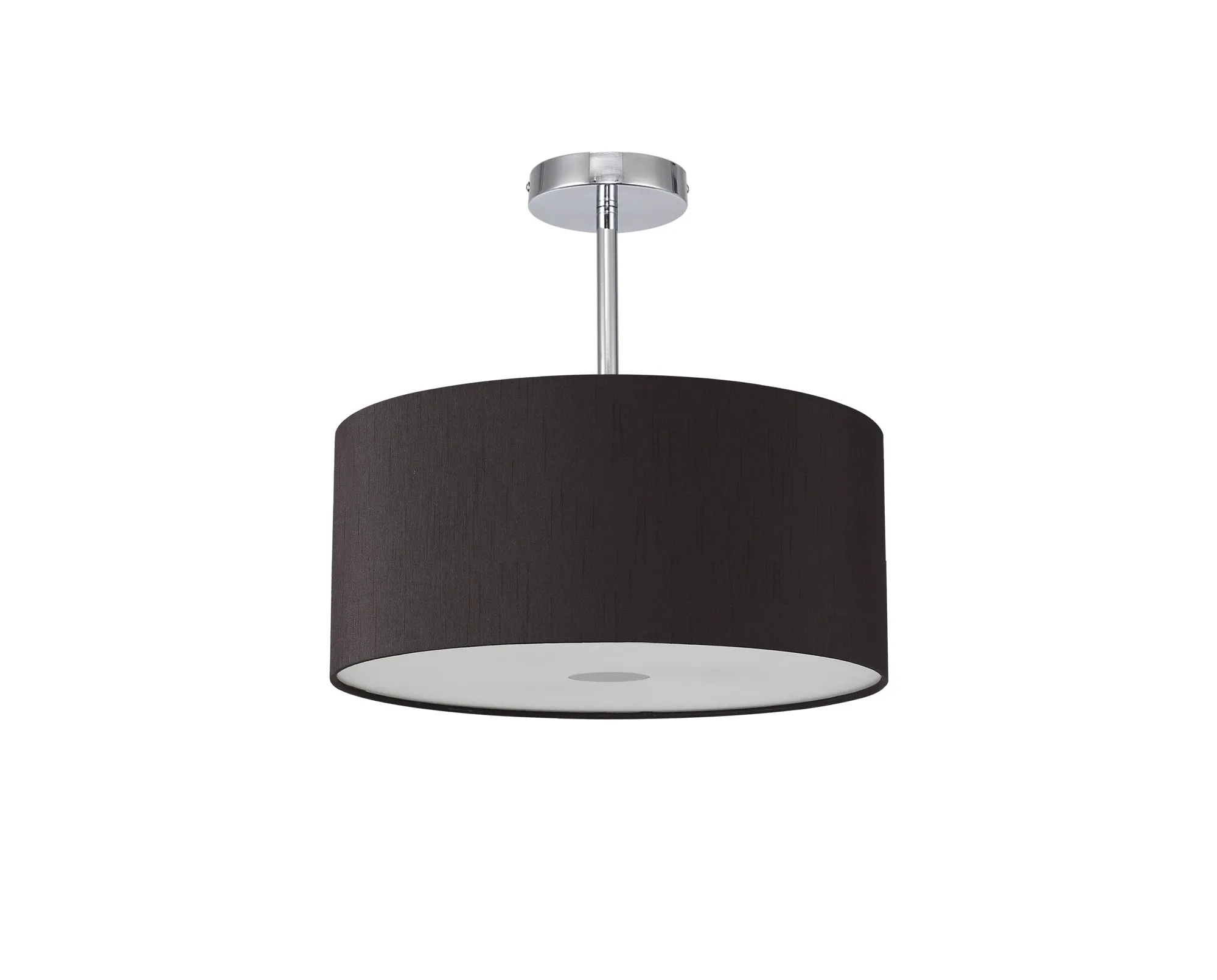 Baymont 40cm Semi Flush 1 Light Polished Chrome, Black, Frosted Diffuser DK0101  Deco Baymont CH BL